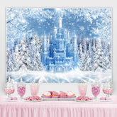 Lofaris White Snowflake Castle Birthday Backdrop for Winter